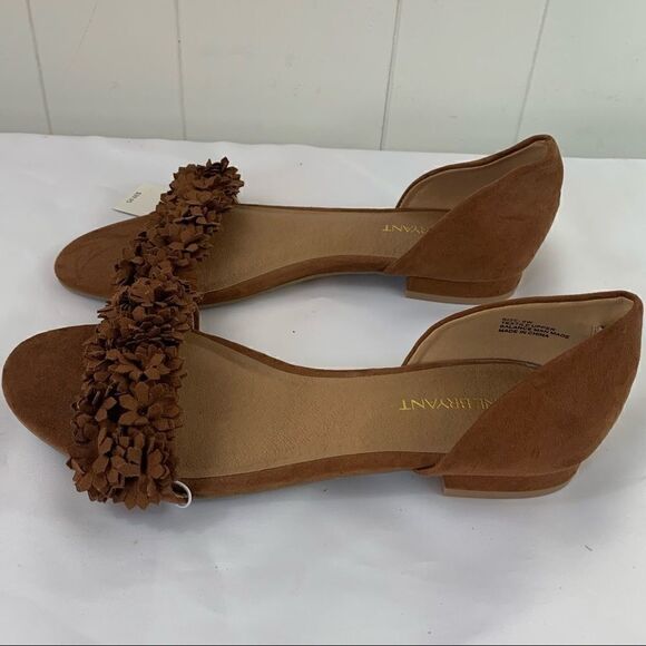 Brown Flats Lane Bryant Open Toe Slip On Cutout Floral size 8 - Picture 3 of 8